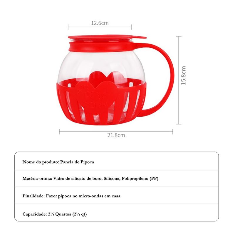 Pipoqueira de Silicone Fitness – Sem Óleo, Saudável e Reutilizável para Micro-ondas