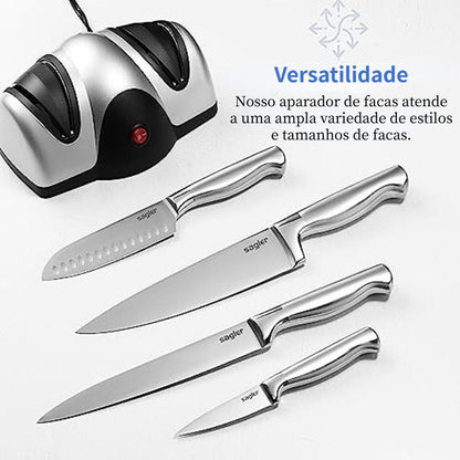 Amolador Elétrico de Facas Bivolt — 2 Estágios de Afiação Profissional para Cozinha