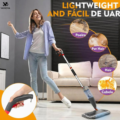 Mop Spray 800ml + 3 Refis Laváveis — Limpeza Sem Esforço Para Todos os Pisos