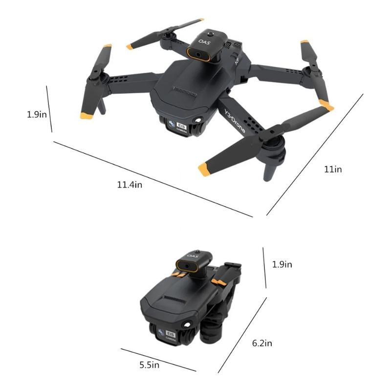 Drone Y3 / Y3 MAX 8K Profissional com 3 Câmeras, Wi-Fi 2.4G, Controle Remoto e Estabilização Eletrônica