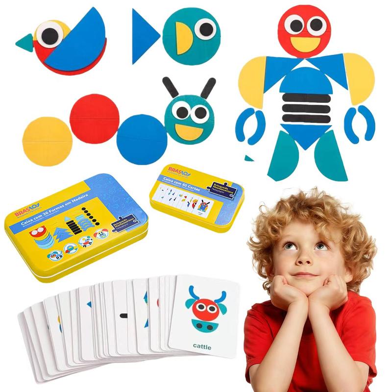 FormaMente™ Jogo Montessori de Formas – 36 Peças + 60 Cartas Educativas