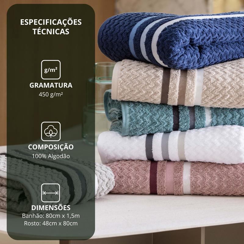 Kit 4 Toalhas Banhão Gigante Jacquard Trento — 100% Algodão Premium 450g/m²