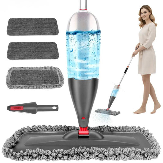 Mop Spray 800ml + 3 Refis Laváveis — Limpeza Sem Esforço Para Todos os Pisos