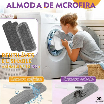 Mop Spray 800ml + 3 Refis Laváveis — Limpeza Sem Esforço Para Todos os Pisos