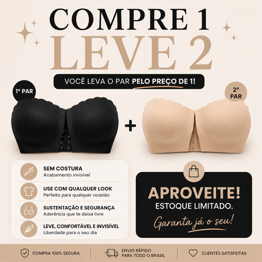 Sutiã Sem Costura e Sem Armação com Fecho Frontal — Compre 1 Leve 2