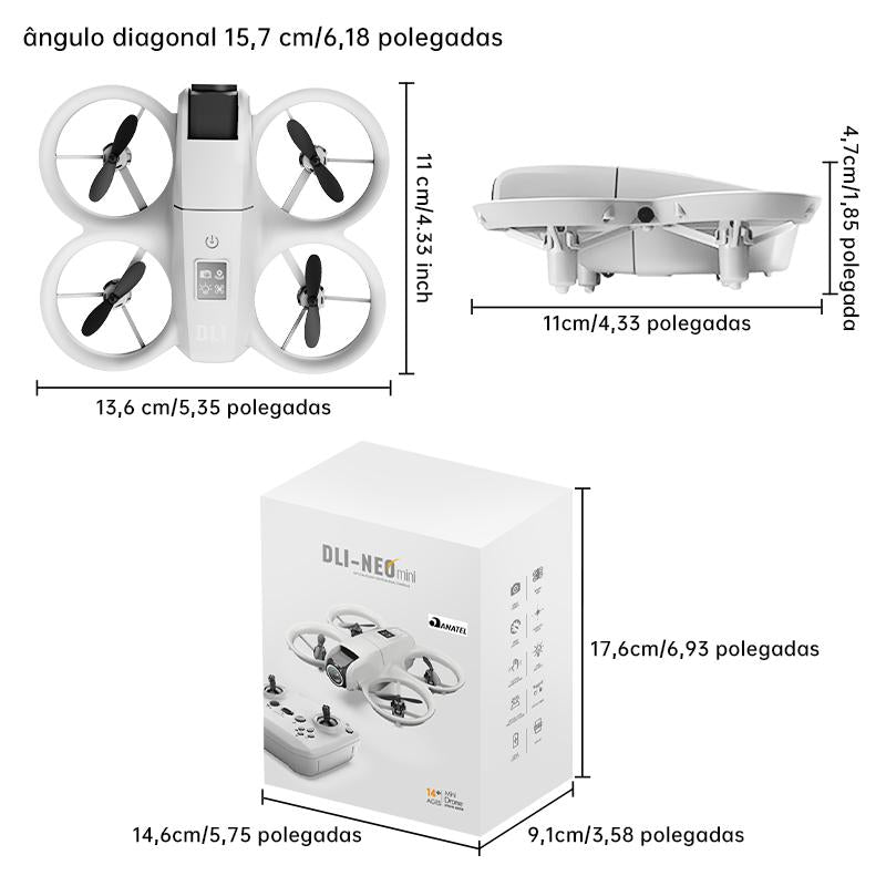 DLI Neo Mini Drone com Câmera UHD — 2 Baterias, QuickShots e Decolagem pela Palma da Mão